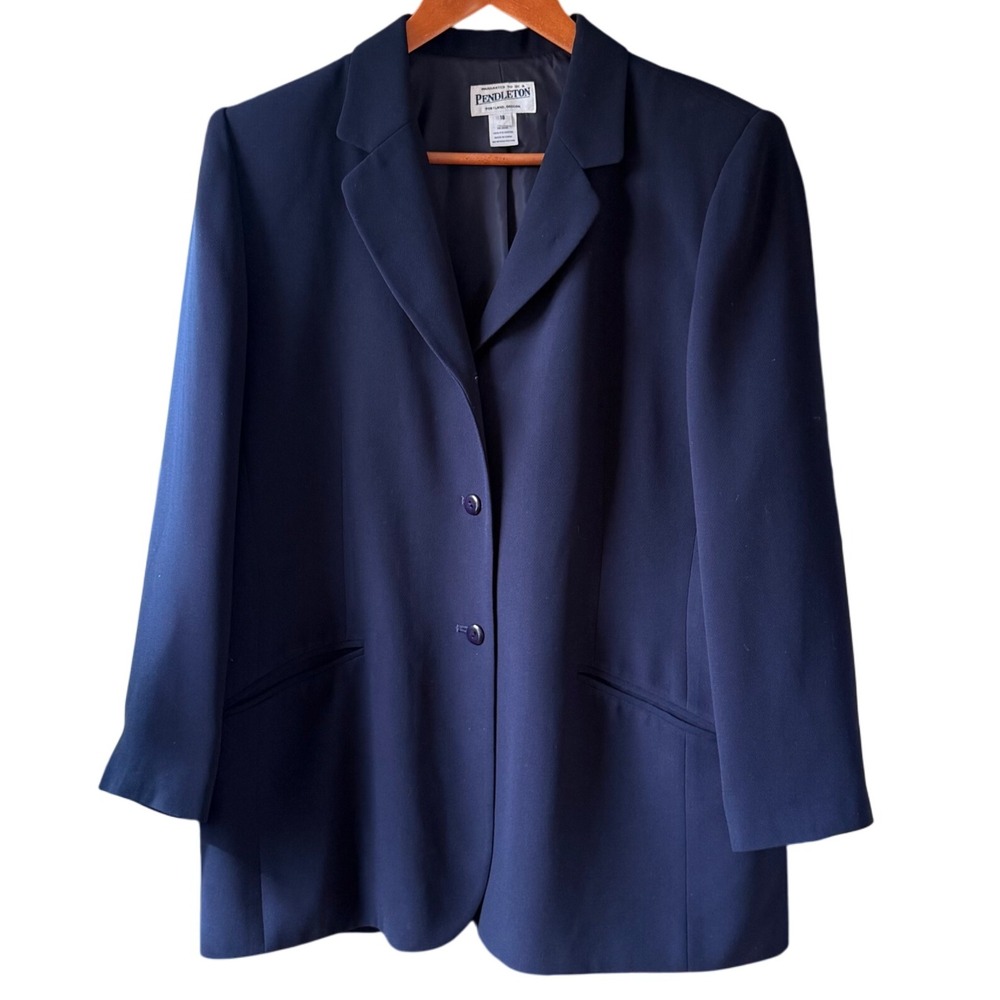 Pendleton Split Lapel Three Button Navy Blue Blaz… - image 1